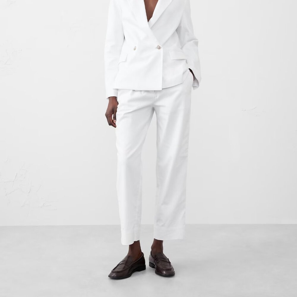 STORE CLOSING 3/30! Banana Republic White Tapered Linen Pull-On Pant Medium NWOT